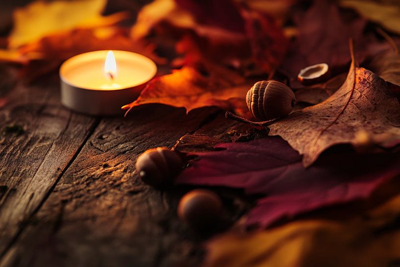 Herbstliche Stimmung mit Kerzenlicht von Poster Art Shop