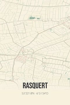 Vintage landkaart van Rasquert (Groningen) van MijnStadsPoster