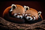 Rode Panda Stel zacht en warm aan het slapen van Surreal Media thumbnail
