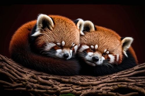 Rode Panda Stel zacht en warm aan het slapen