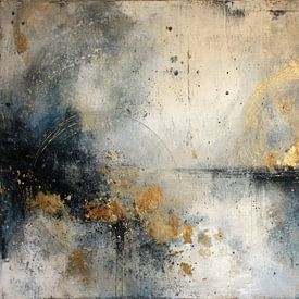 Abstrakte Malerei - Gold Blau Mysteriöses Kunstwerk von Joriali Abstrakte Kunst