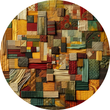 Digitaal patchwork wandkleed geïnspireerd door Afrika van Lois Diallo