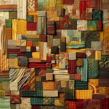 Digitaler Patchwork-Wandteppich inspiriert von Afrika von Lois Diallo