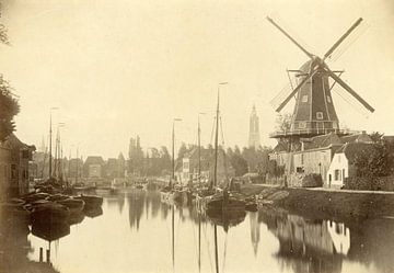 Die Eem mit (Öl-)Mühle "The Rising Sun" an der Kleinen Koppel (1864).