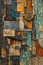 Industrial Relief in Blue, Turquoise and Rust
