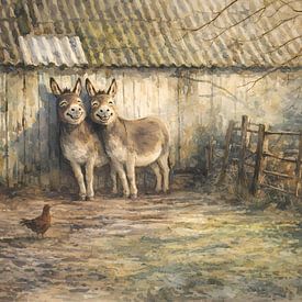 Deux petits ânes sur Linda de Klein