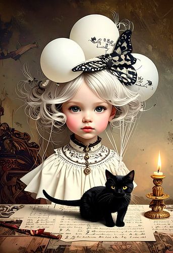 Meisje met haar katje...