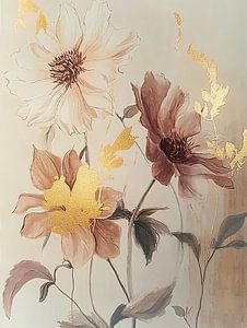 Blumenmalerei | Vergoldete Blütenblätter