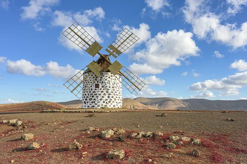 Windmill in Villaverde on Fuerteventura by Michael Valjak