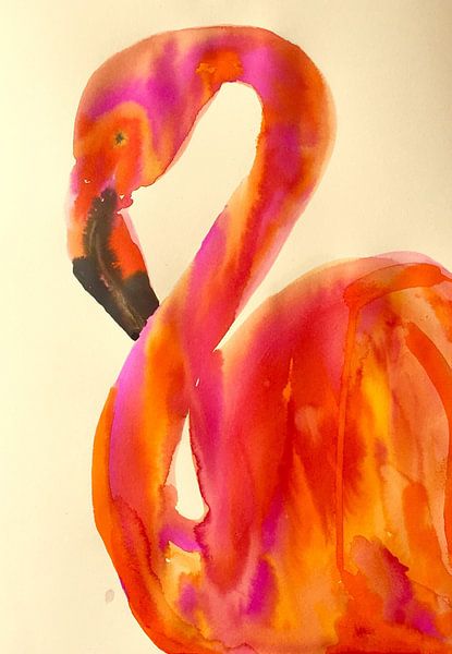 Flammender Flamingo von Helia Tayebi Art