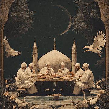 Ramadan Serenity Digital Flat Surreal Scene by Aden Pink Studio
