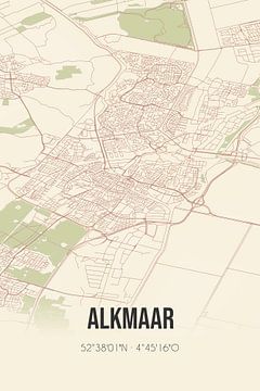 Vintage landkaart van Alkmaar (Noord-Holland) van Rezona