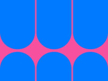 Abstracte moderne geometrie in neonkleuren van Mad Dog Art