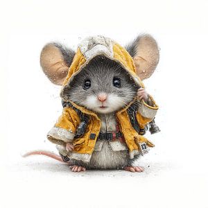 schattige muis verkleed als brandweerman kinderkamer decoratie