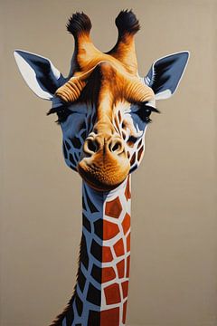 Inquisitive Giraffe with Elegant Neck - Modern Art by De Muurdecoratie