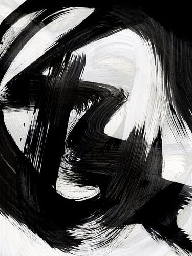 Streken 19 | Zwart-wit penseelstreek expressionisme