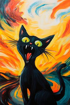 Gillende kat van Poster Art Shop