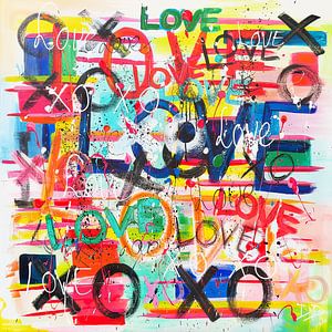 Abstract schilderij Streetart Love you XO XO
