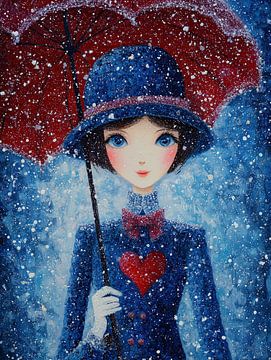 Rode Paraplu | Hart Paraplu van ARTEO Schilderijen