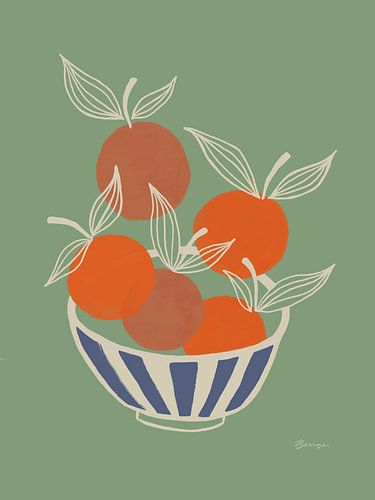 Gestreifte Schale mit Orangen