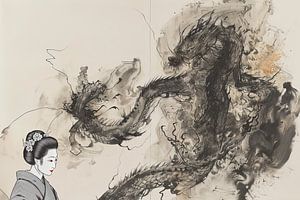 malerisches Japan Geisha Drache