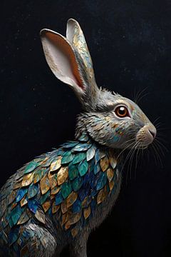 Goldschuppen-Kaninchen in Mystischer Nacht von De Muurdecoratie
