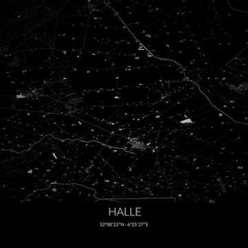 Zwart-witte landkaart van Halle, Gelderland. van Rezona