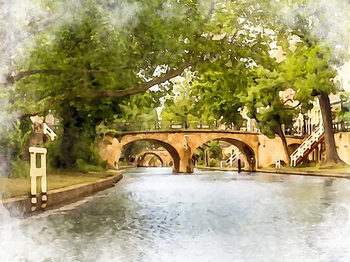Oudegracht met bruggen, Utrecht.