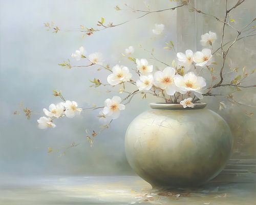 Pale Vase Spring Bloom by Wonderful Art