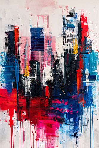 Abstract stadsgezicht met levendige kleuren