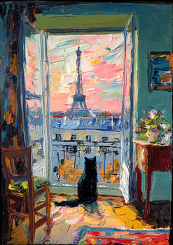 Paris Katze Öl Impressionismus
