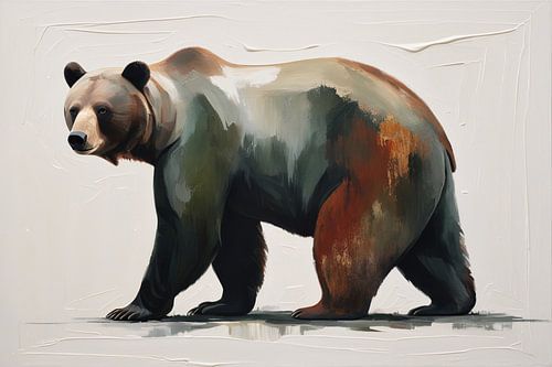 Abstracte beer in olieverf