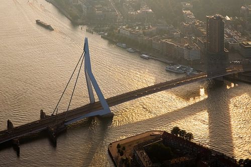 Erasmus bridge seen from the air in Rotterdam