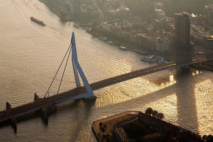 Erasmusbrug vanuit de lucht gezien te Rotterdam van Anton de Zeeuw