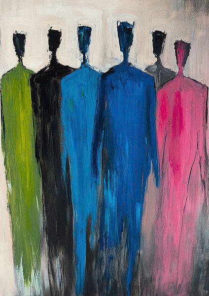 Menschen in Farbe | Abstrakte Menschen in Farbe von Kunst Laune