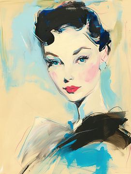 Vrouwenportret | Blue Streak Beauty van Blikvanger Schilderijen