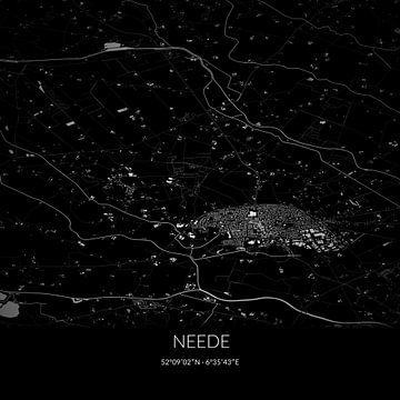 Zwart-witte landkaart van Neede, Gelderland. van Rezona