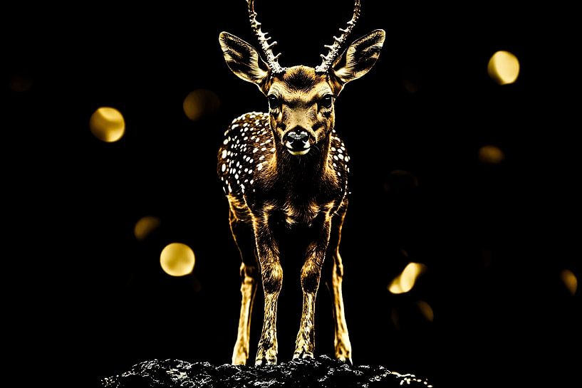 Cerf doré avec lumière bokeh par Imperial Art House