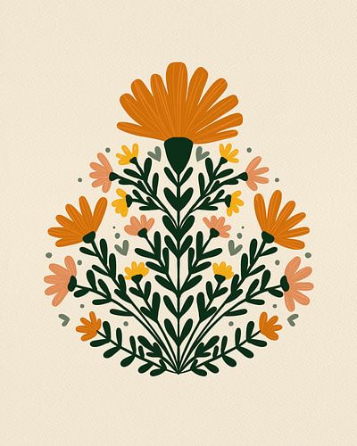 Symmetrical floral bouquet - orange