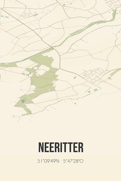 Vintage map of Neeritter (Limburg) by Prints of Place