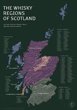 Scotland Whisky Regions Map – Black Watch Edition