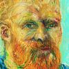 Vincent van Gogh,  portret met oliepastelkrijt, handgeschilderd (1) van Ineke de Rijk