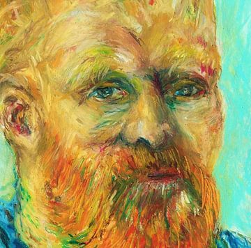 Portret van Vincent van Gogh,  portret met oliepastelkrijt, handgeschilderd (1) van Ineke de Rijk