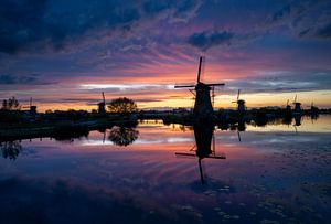 Kinderdijk à l'heure bleue