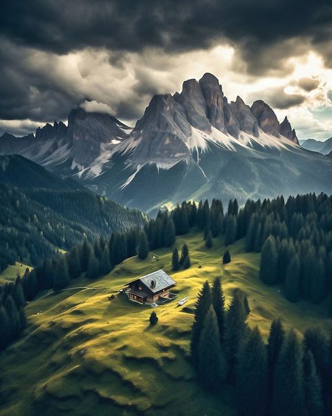 Berghut in de Dolomieten van fernlichtsicht