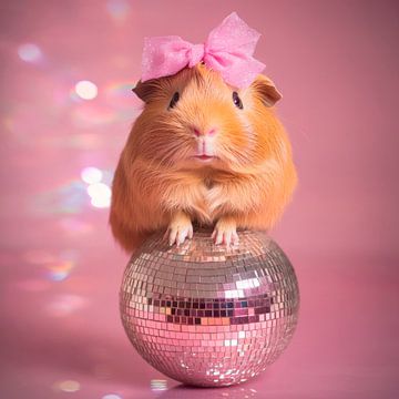 Glitzerndes Meerschweinchen mit Schleife von Poster Art Shop