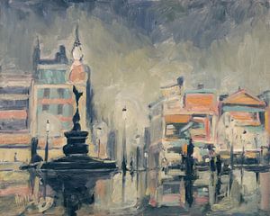 Regenachtig Piccadilly Circus 1958 van Nop Briex