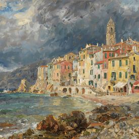 Italienisches Dorf an der Küste von FRESH Fine Art