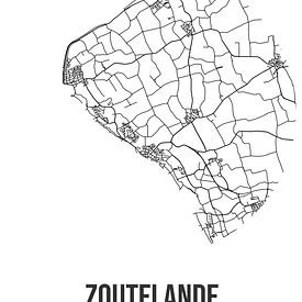 Zoutelande (Zeeland) | Landkaart | Zwart-wit van Rezona