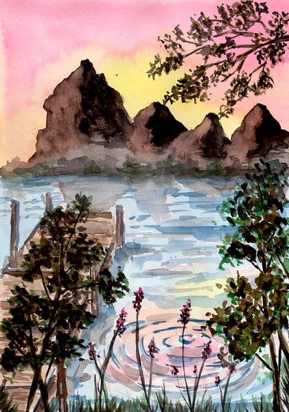 Mountains and lake by Sebastian Grafmann